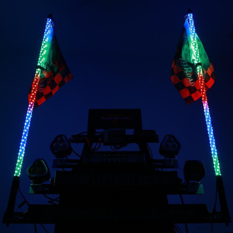 2Pcs 4FT RGB LED Whip Lights with Turn Signal & Brake Light + RGB LED Rock Lights Set with Bluetooth Controlled - Image 15