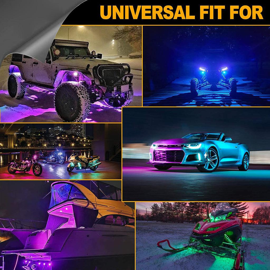 2Pcs 4FT RGB LED Whip Lights with Turn Signal & Brake Light + RGB LED Rock Lights Set with Bluetooth Controlled - Image 18