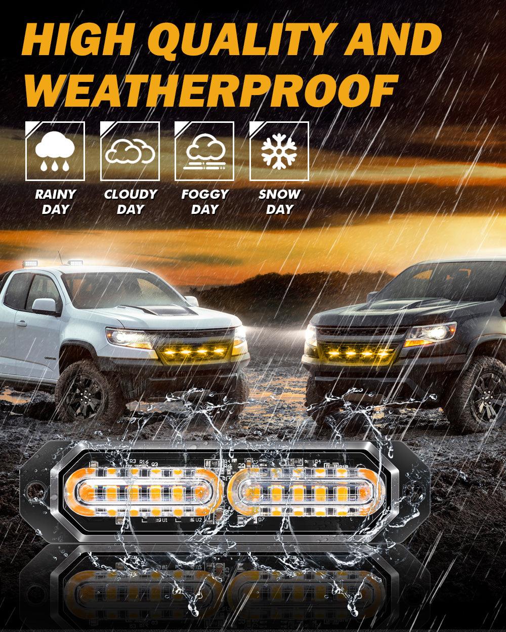 (4PSC/SET) 12LED Emergency Surface Mount Grill Strobe Light for Trucks Vehicles ATV RV Cars Van - Image 4