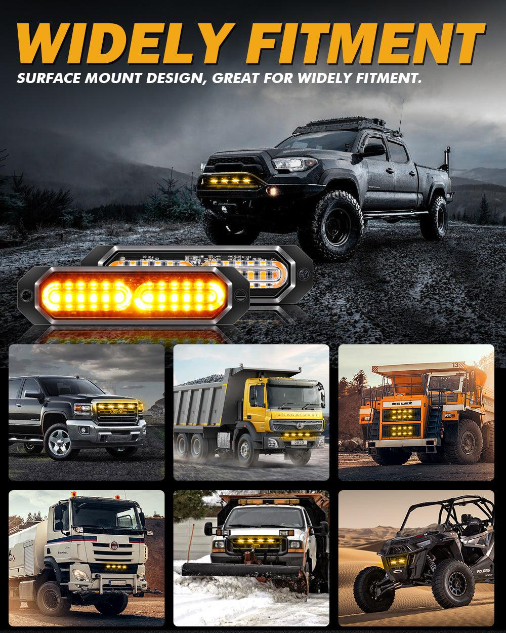 (4PSC/SET) 12LED Emergency Surface Mount Grill Strobe Light for Trucks Vehicles ATV RV Cars Van - Image 5