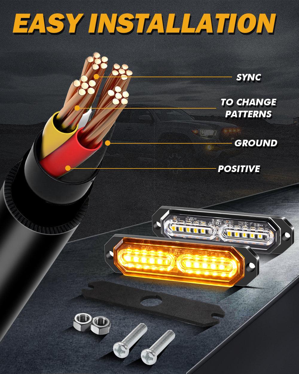 (4PSC/SET) 12LED Emergency Surface Mount Grill Strobe Light for Trucks Vehicles ATV RV Cars Van - Image 6