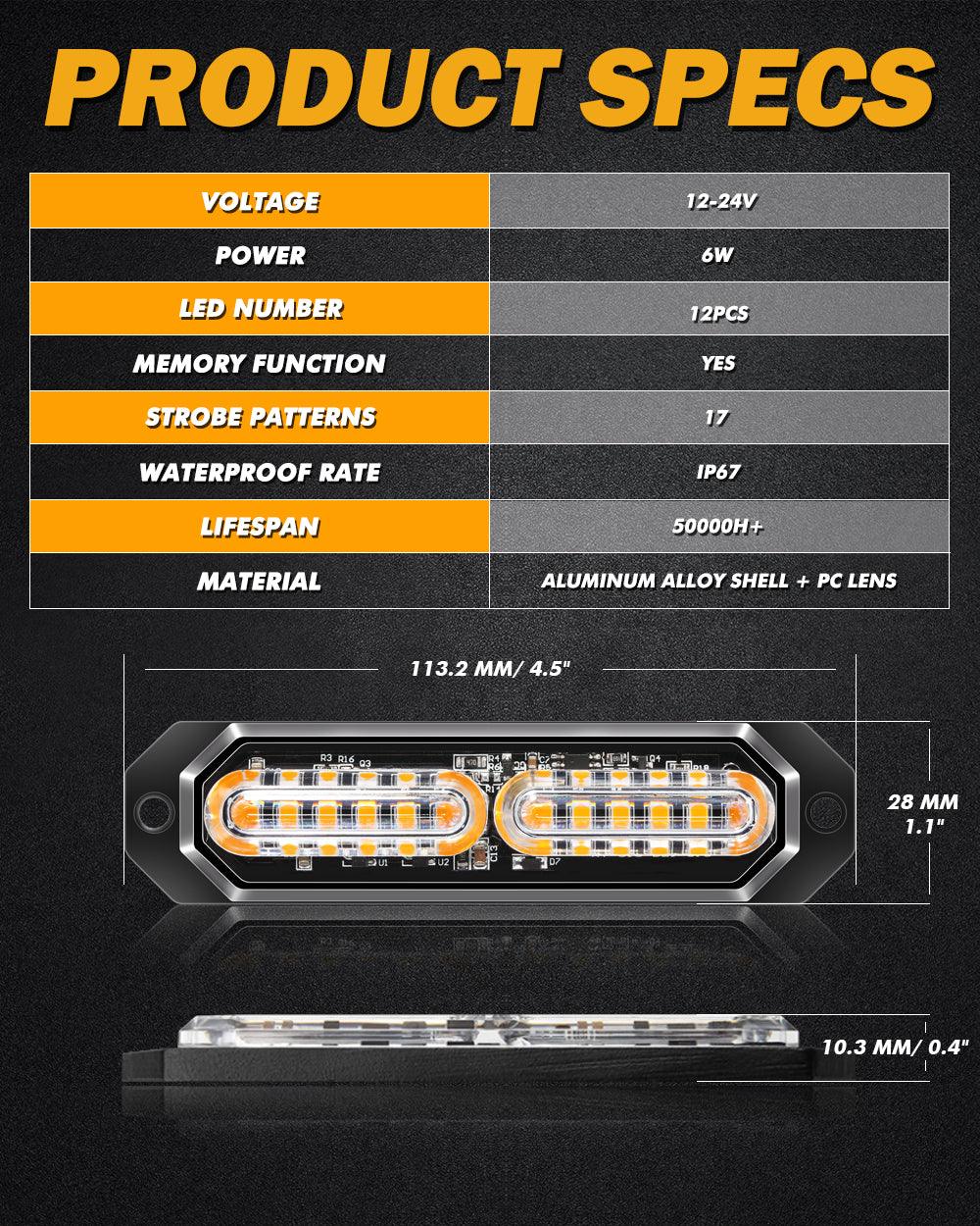 (4PSC/SET) 12LED Emergency Surface Mount Grill Strobe Light for Trucks Vehicles ATV RV Cars Van - Image 7