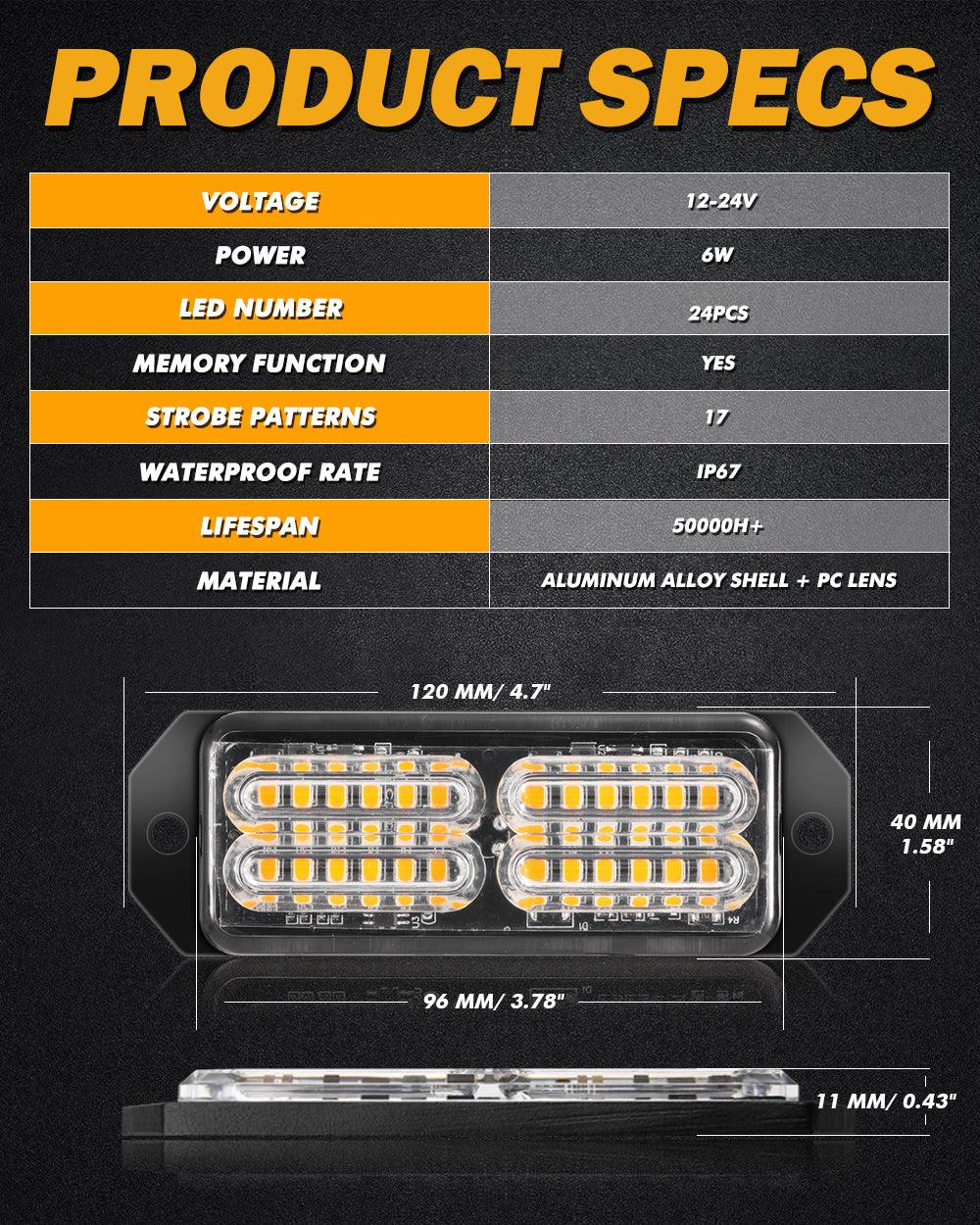 (4PSC/SET) 24LED Emergency Surface Mount Grill Strobe Light for Trucks Vehicles ATV RV Cars Van - Image 7
