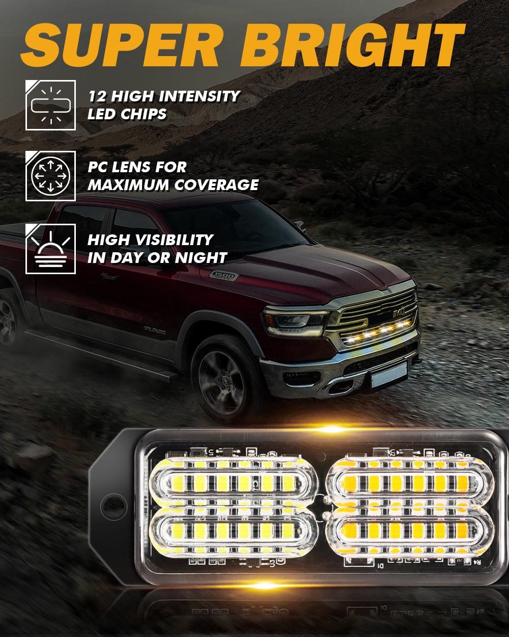 (4PSC/SET) 24LED Emergency Surface Mount Grill Strobe Light for Trucks Vehicles ATV RV Cars Van - Image 3