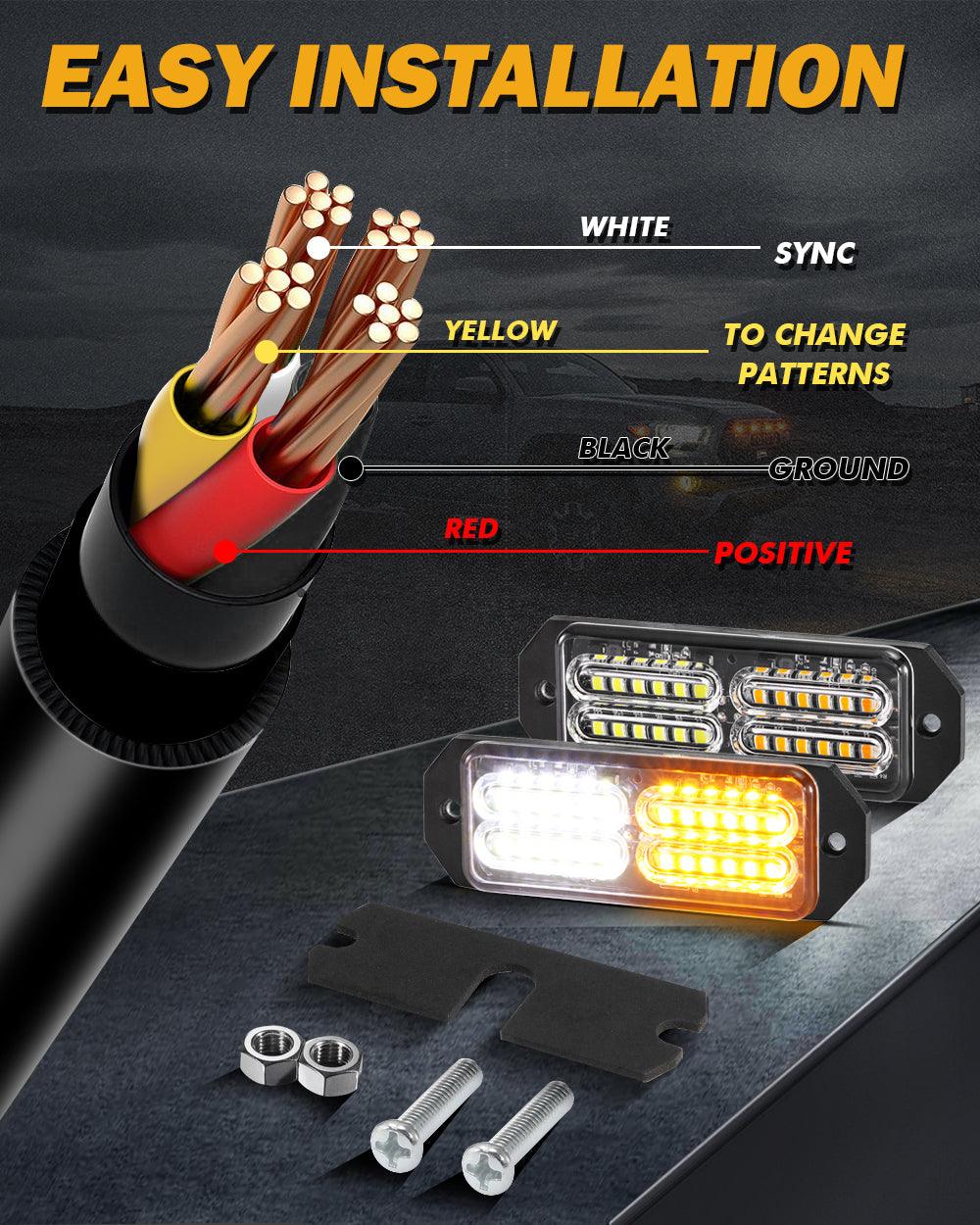 (4PSC/SET) 24LED Emergency Surface Mount Grill Strobe Light for Trucks Vehicles ATV RV Cars Van - Image 6