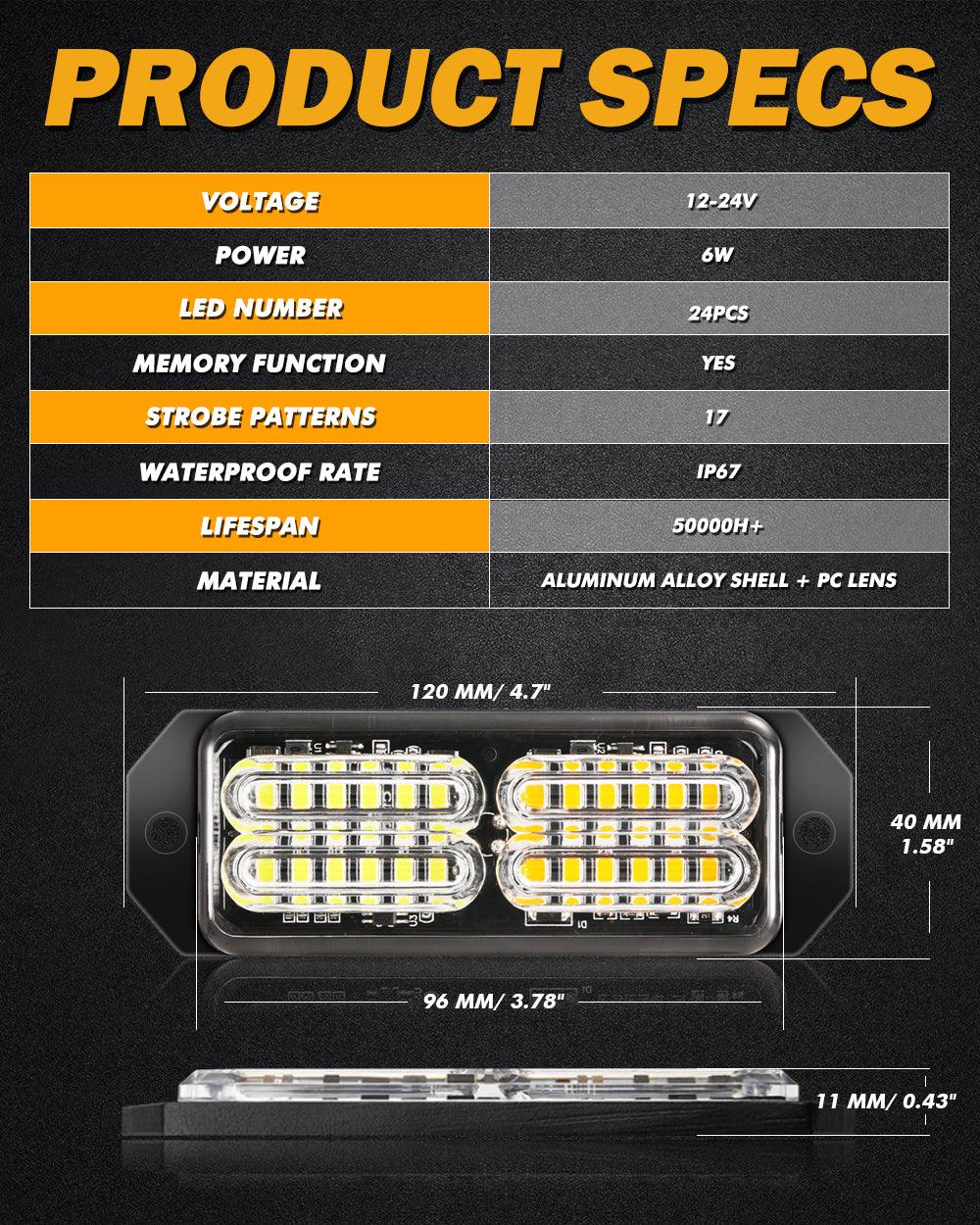 (4PSC/SET) 24LED Emergency Surface Mount Grill Strobe Light for Trucks Vehicles ATV RV Cars Van - Image 7