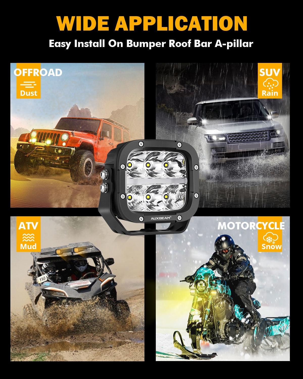 XP-ULTRA Series 5 Inch 132W 15600LM White/Amber LED Pods Driving Light with Amber DRL - Image 9