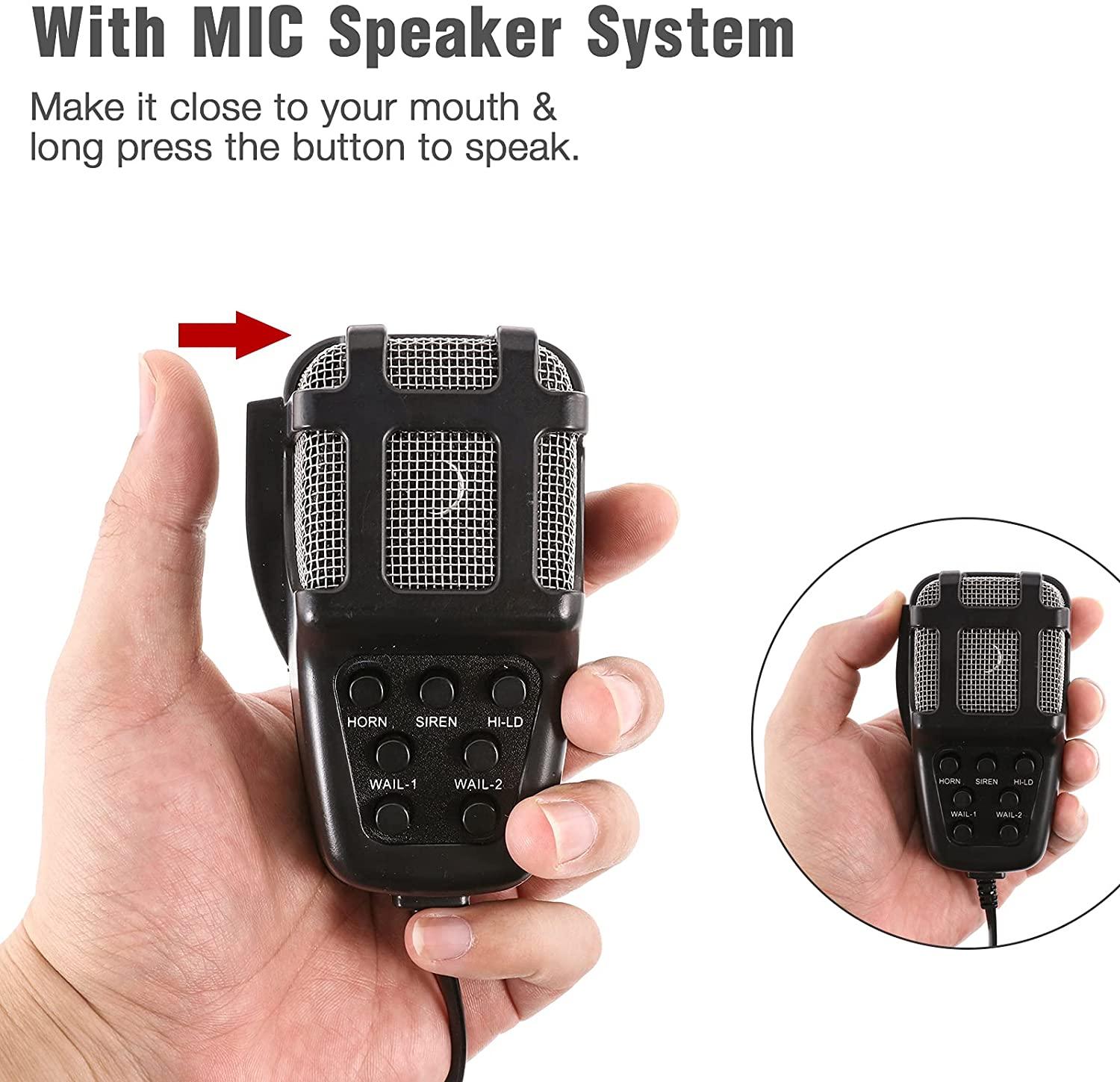 Auxbeam 12V 100W Horns 7 Tone Emergency Warning Siren with Mic PA Speaker - Image 3