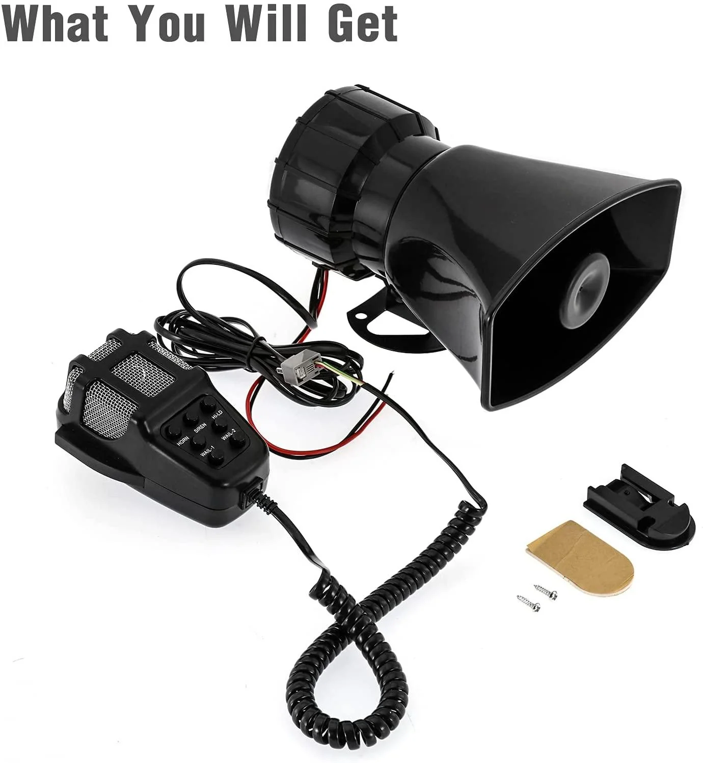 Auxbeam 12V 100W Horns 7 Tone Emergency Warning Siren with Mic PA Speaker - Image 5