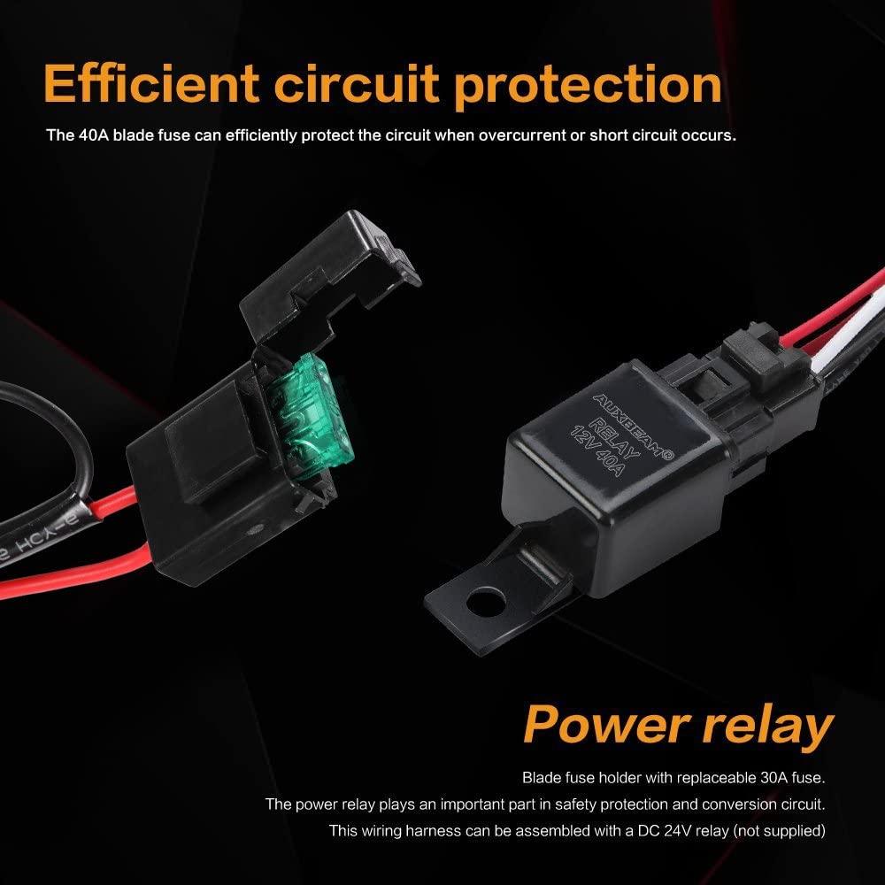 (2 Lead) LED Light Bar Wiring Harness Kit with Fuse Relay ON/Off Switch for LED Off-Road Driving Work Light - Image 3