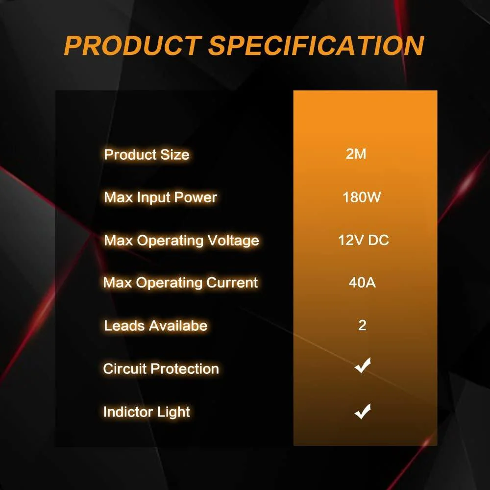 (2 Lead) LED Light Bar Wiring Harness Kit with Fuse Relay ON/Off Switch for LED Off-Road Driving Work Light - Image 7