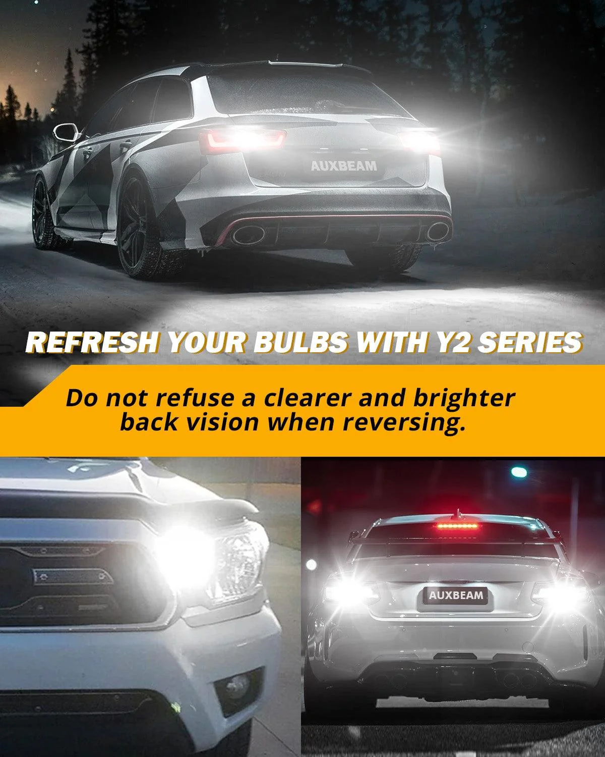 T20 7443 7440 LED Backup Reverse/Turn Signal/Brake Tail Light Bulbs 14W 6000LM CAN-Bus Error Free 6500K White Y2 Series | 2 Bulbs - Image 7