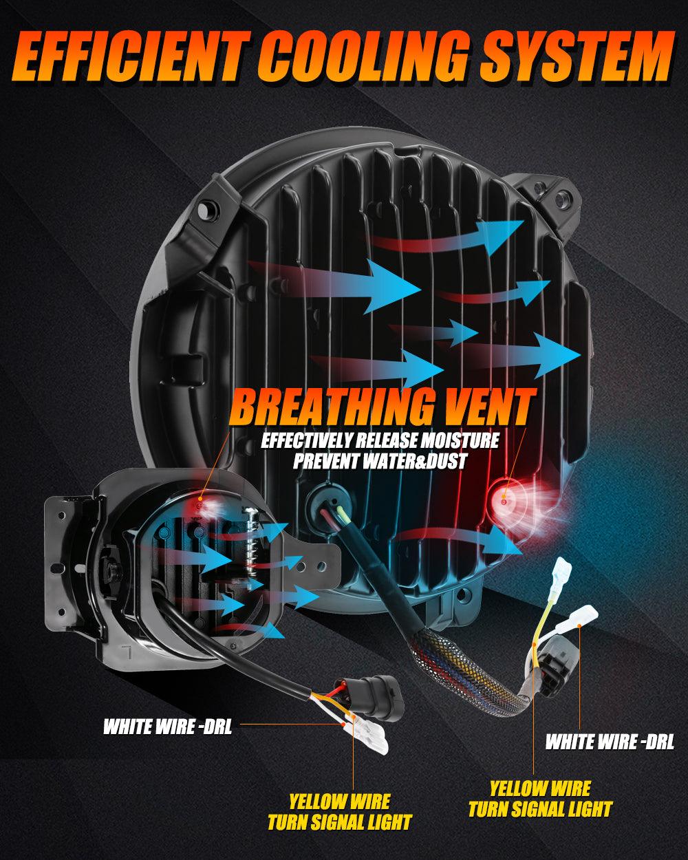 9'' LED Halo Headlights & 4'' 30W LED Fog Lights with White DRL+Amber Turn Signal For Jeep Wrangler JL 2018-2020 - Image 7