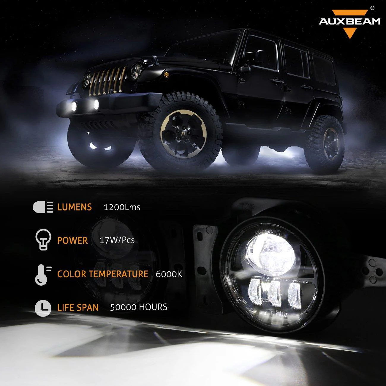 9'' Round RGB LED Headlights Bluetooth Control with DRL & 4'' 30W LED Fog Lights with Adapter Ring for Jeep Wrangler JL 2018-2019 - Image 4