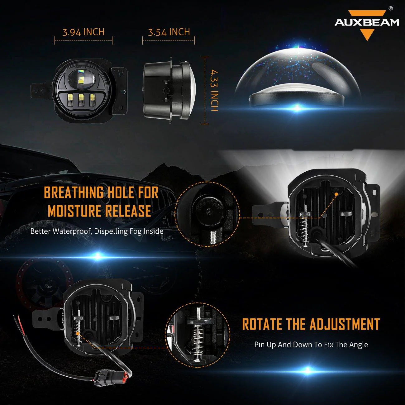 9'' Round RGB LED Headlights Bluetooth Control with DRL & 4'' 30W LED Fog Lights with Adapter Ring for Jeep Wrangler JL 2018-2019 - Image 6