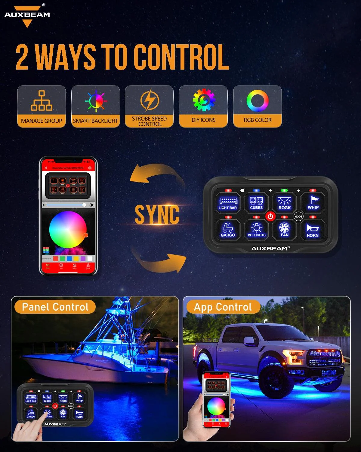 AR-800 RGB Switch Panel with APP+32 Inch 5D-PRO LED Light Bar, Toggle/ Momentary/ Pulsed Mode Supported - Image 10