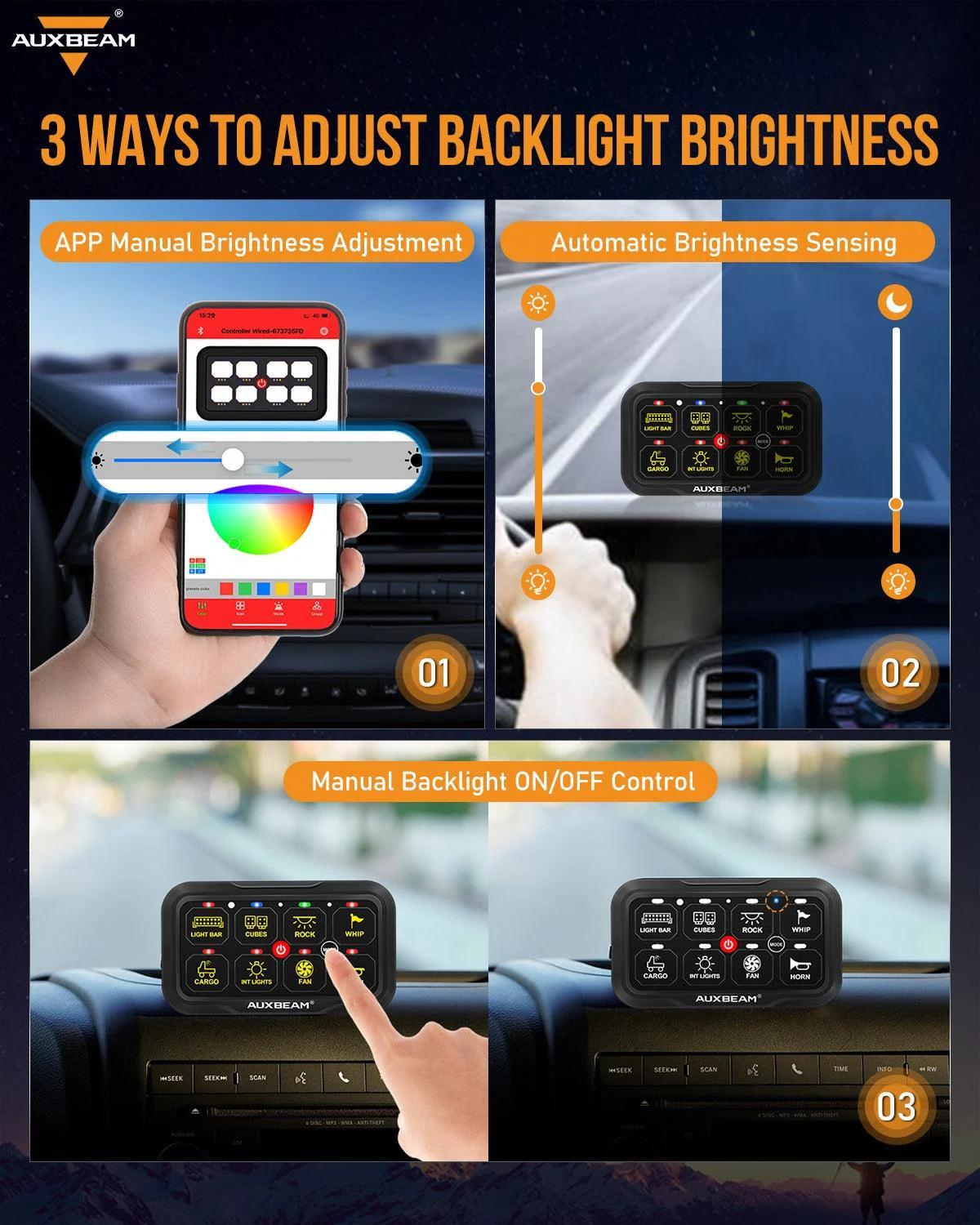 AR-800 RGB Switch Panel with APP+32 Inch 5D-PRO LED Light Bar, Toggle/ Momentary/ Pulsed Mode Supported - Image 13