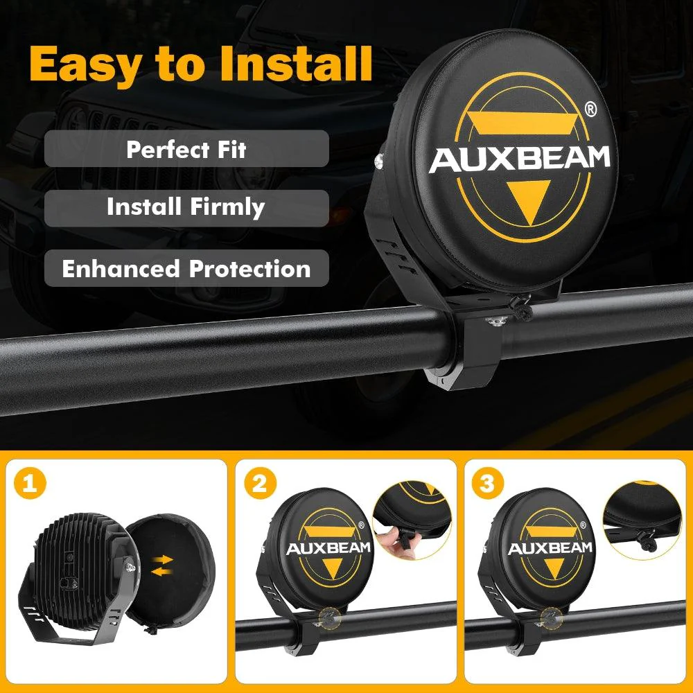 (2pcs/set) 9 Inch Round LED Driving Light Black Leather Cover Light Shield Cover - Image 5