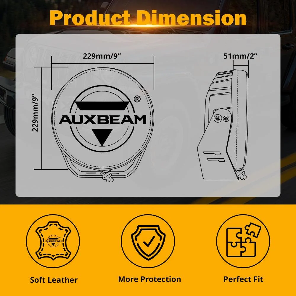 (2pcs/set) 9 Inch Round LED Driving Light Black Leather Cover Light Shield Cover - Image 7