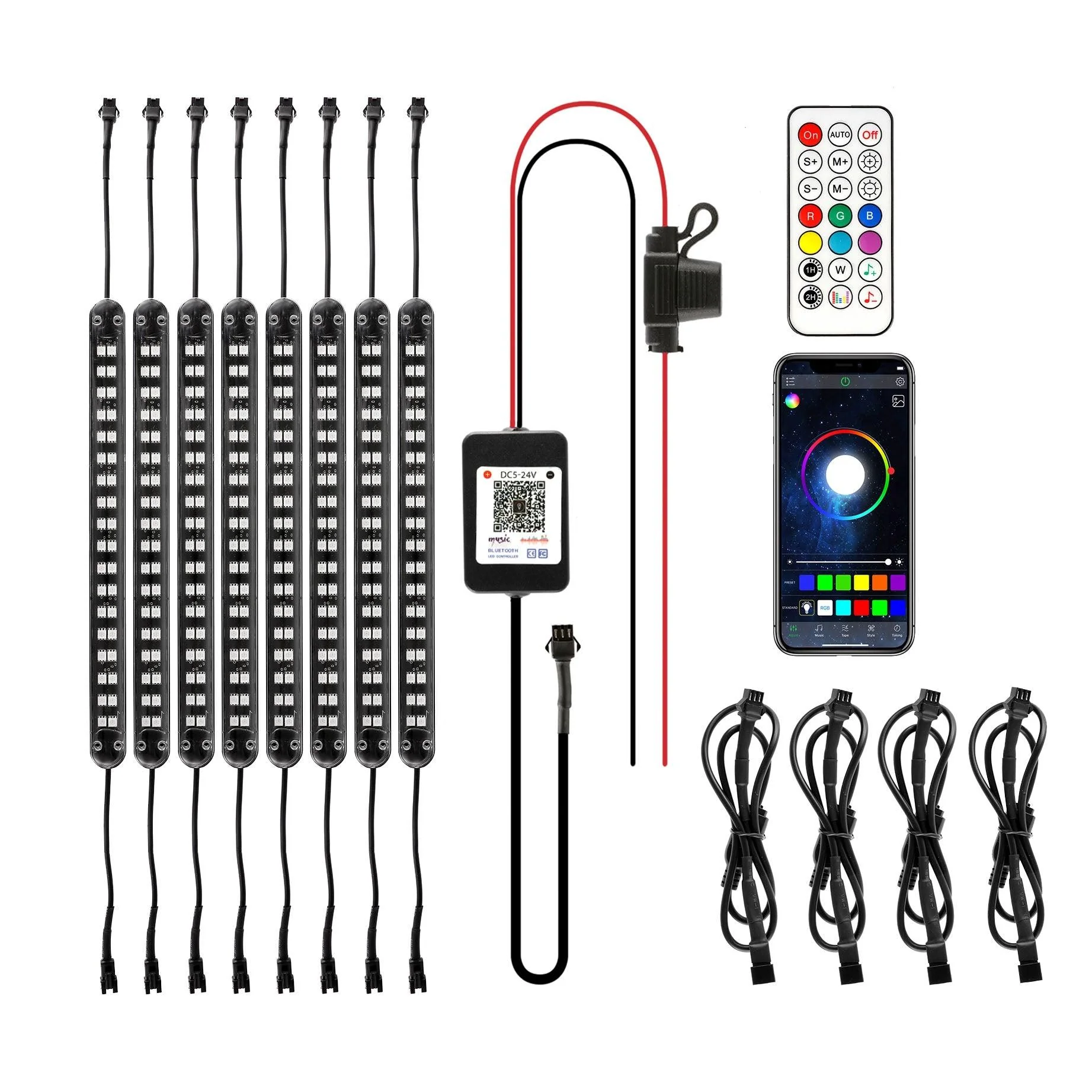 Magic Dream Color RGB Underglow Lights LED Strip Lights Kit with Bluetooth APP & Wireless Remote Control with Brake Light Function - Image 12