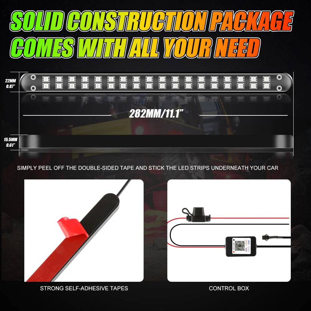 Magic Dream Color RGB Underglow Lights LED Strip Lights Kit with Bluetooth APP & Wireless Remote Control with Brake Light Function - Image 7