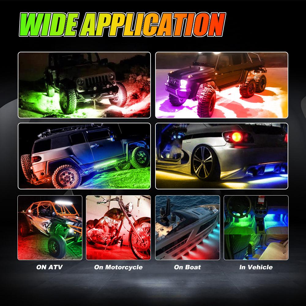 Magic Dream Color RGB Underglow Lights LED Strip Lights Kit with Bluetooth APP & Wireless Remote Control with Brake Light Function - Image 9