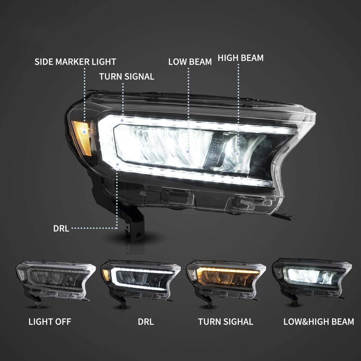 LED Headlight Assembly Reflection Bowl For 2016-2021 Ford Ranger 3th Gen P375 - Image 4