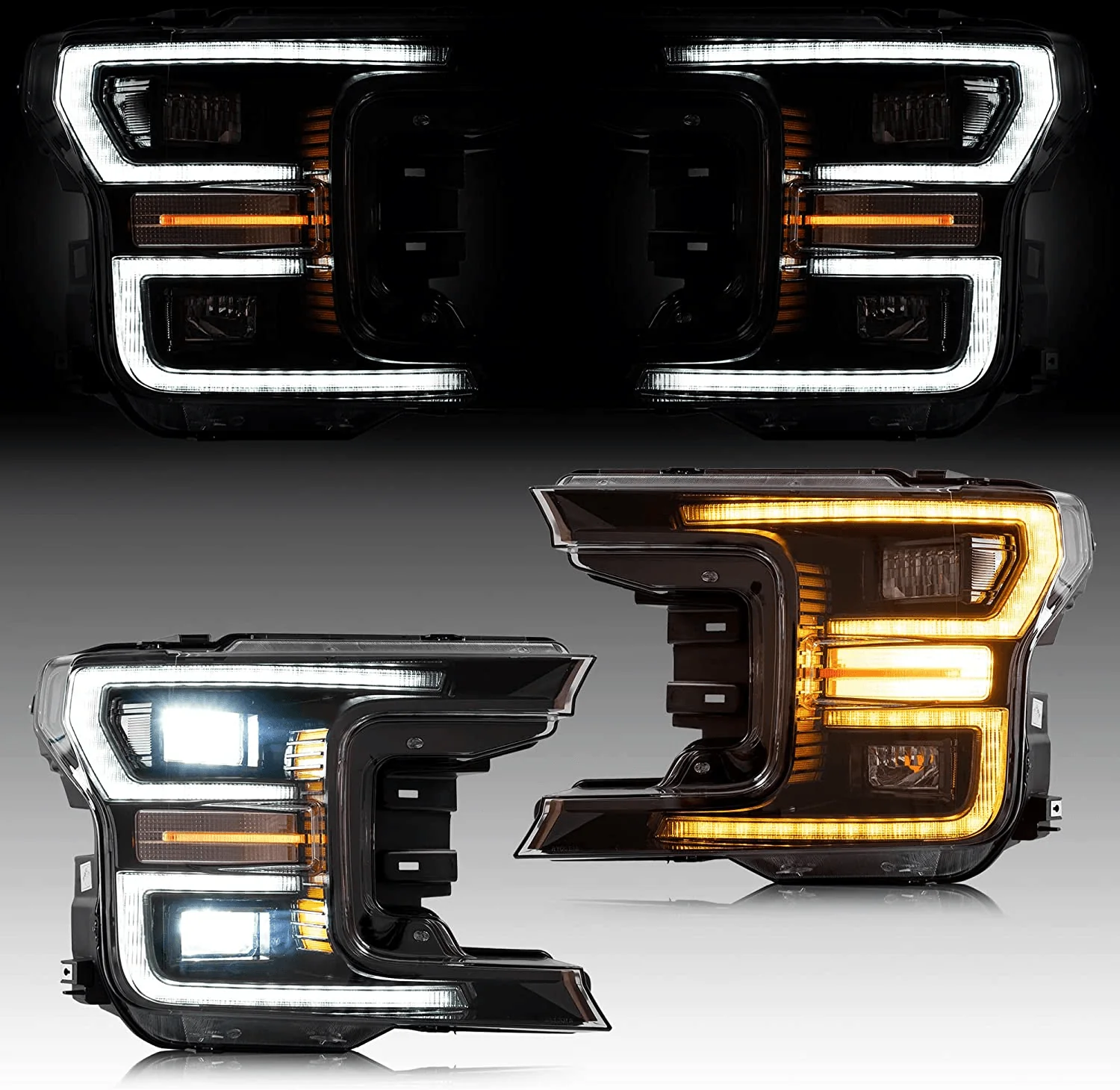 LED Headlight Assembly Dual Beam Projector With Start-up Animation Black/Chrome For 2018-2020 Ford F150 13th Gen - Image 11