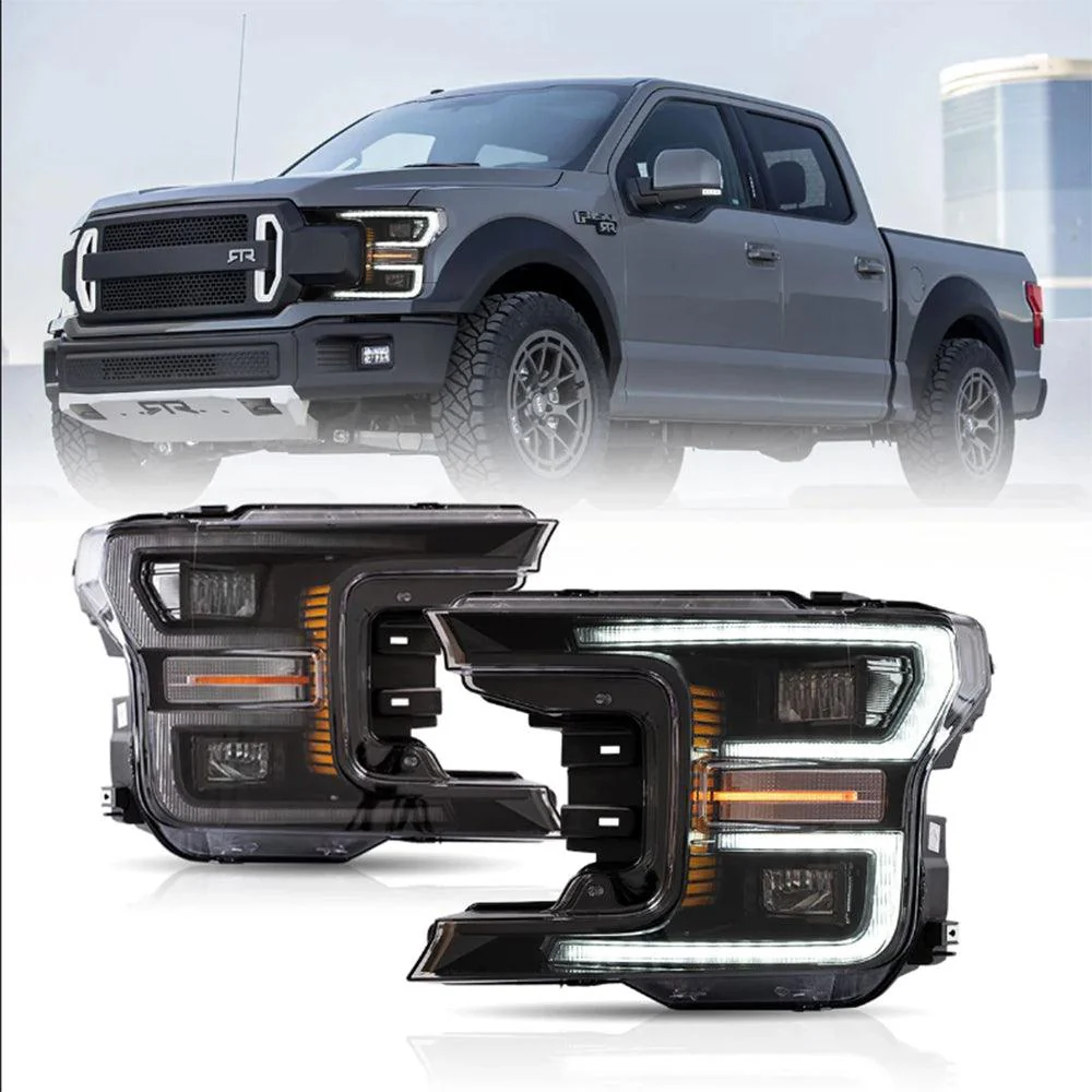 LED Headlight Assembly Dual Beam Projector With Start-up Animation Black/Chrome For 2018-2020 Ford F150 13th Gen - Image 13