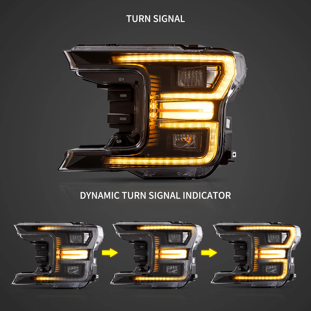 LED Headlight Assembly Dual Beam Projector With Start-up Animation Black/Chrome For 2018-2020 Ford F150 13th Gen - Image 4