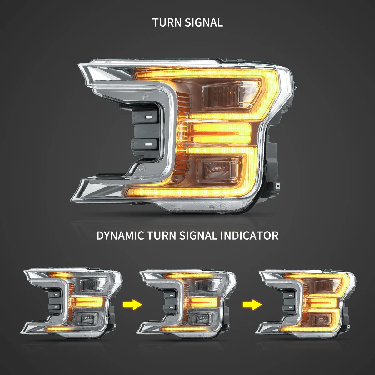 LED Headlight Assembly Dual Beam Projector With Start-up Animation Black/Chrome For 2018-2020 Ford F150 13th Gen - Image 6