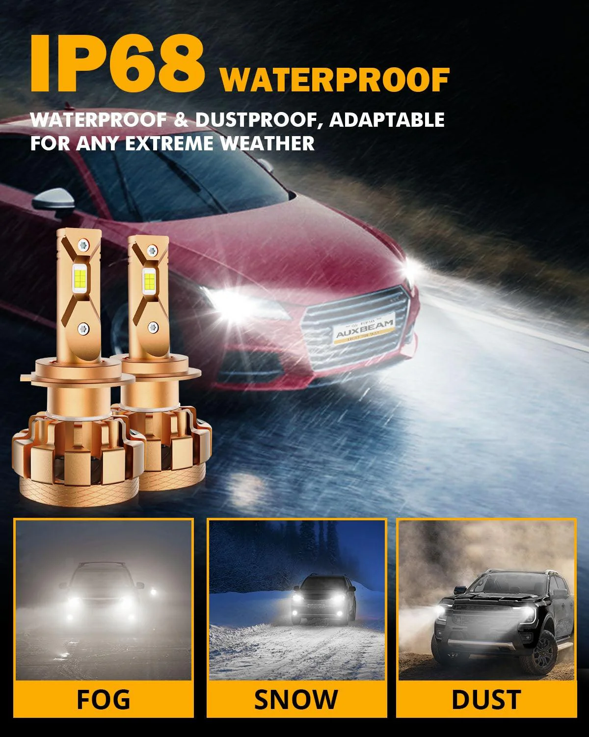 H7 LED Headlight Bulbs 70W 18000LM F-16 Plus Series Brightest 6000K Cool White | 2 Bulbs - Image 8