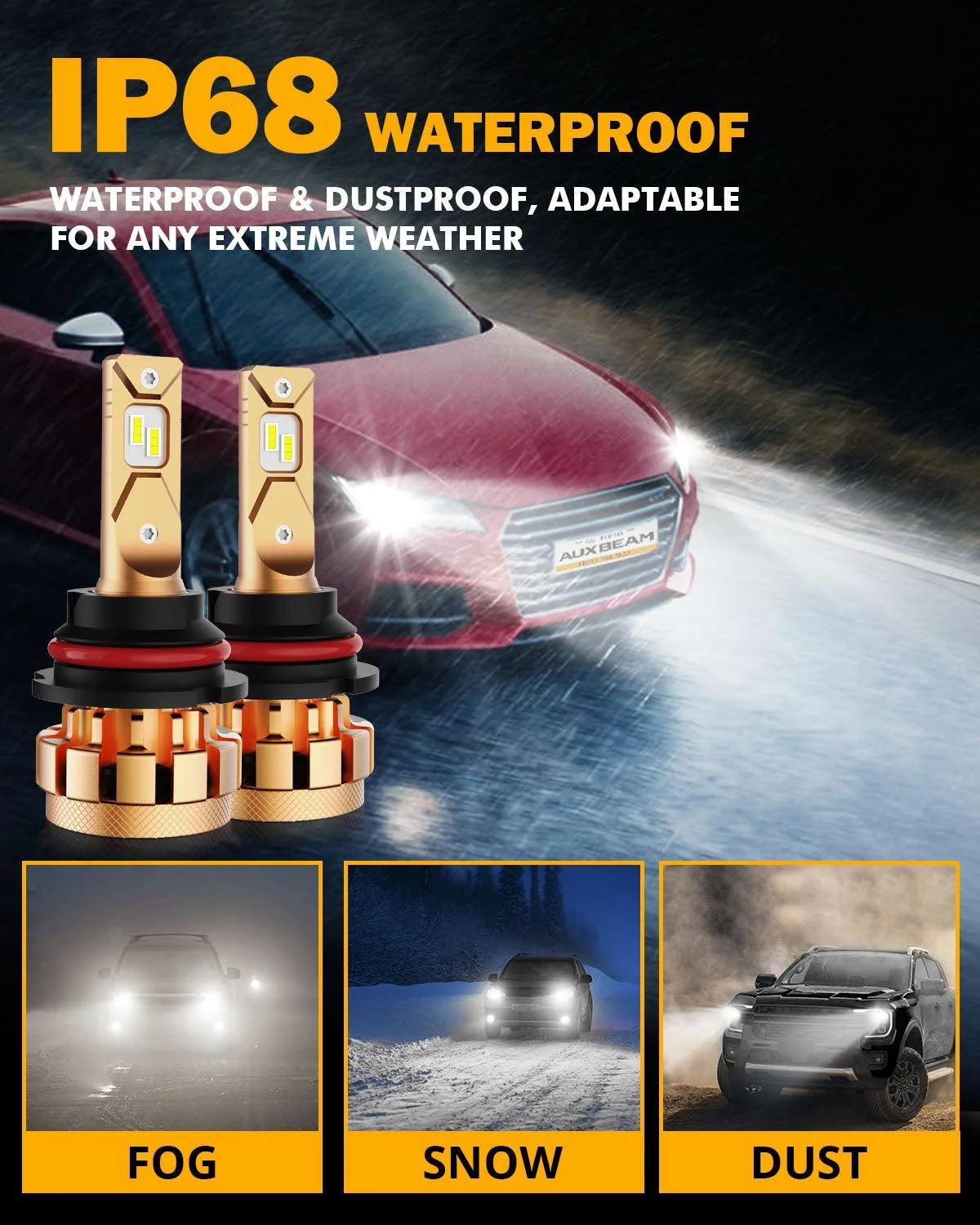 9007 LED Headlight Bulbs 70W 18000LM F-16 Plus Series Brightest 6000K Cool White | 2 Bulbs - Image 7