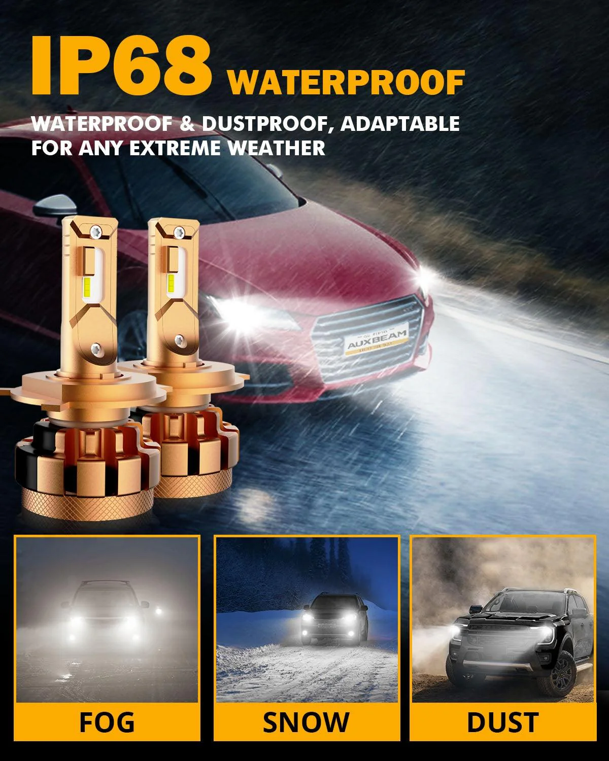 H4/9003 LED Headlight Bulbs 70W 18000LM F-16 Plus Series Brightest 6000K Cool White | 2 Bulbs - Image 7