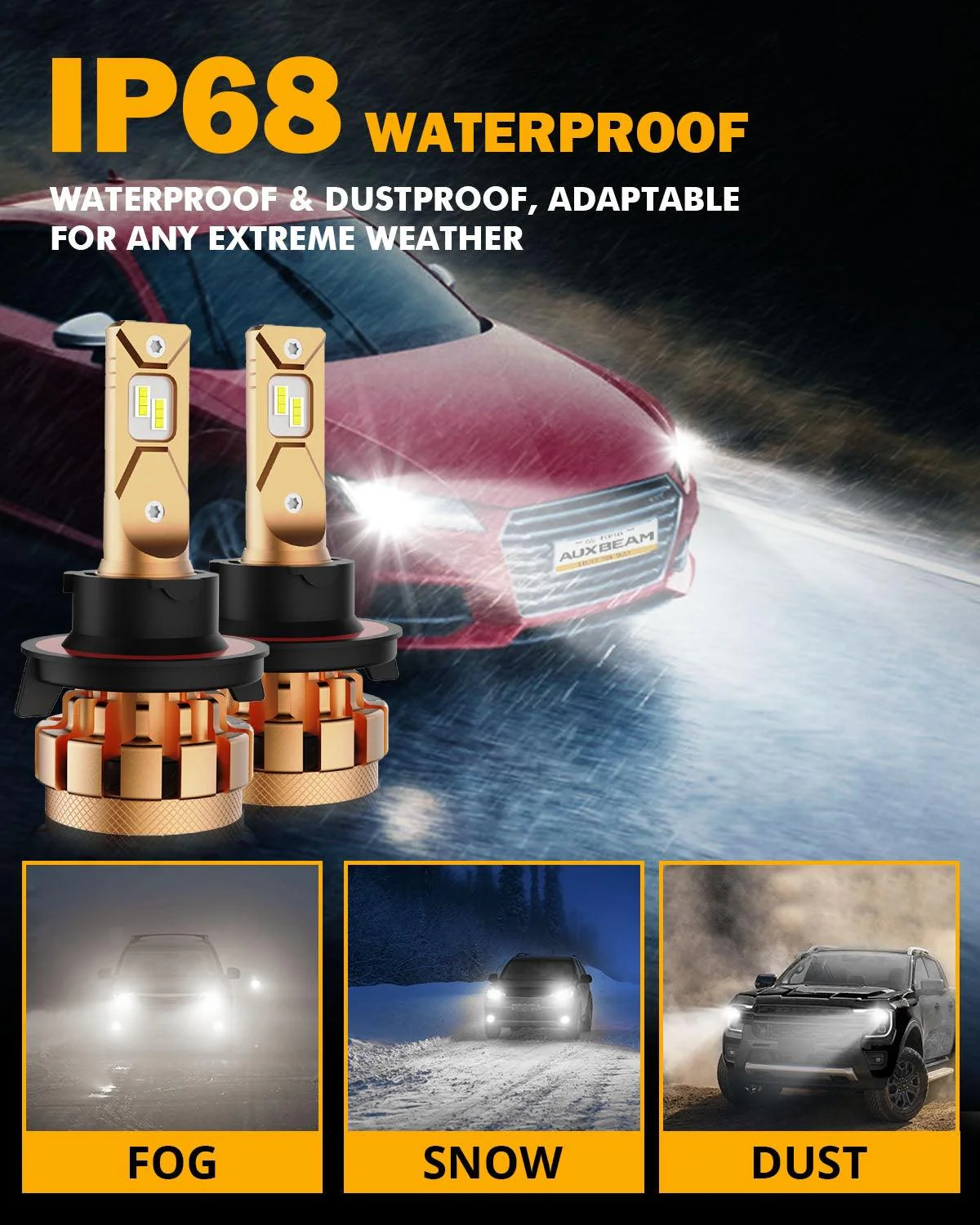 H13 LED Headlight Bulbs 70W 18000LM F-16 Plus Series Brightest 6000K Cool White | 2 Bulbs - Image 7