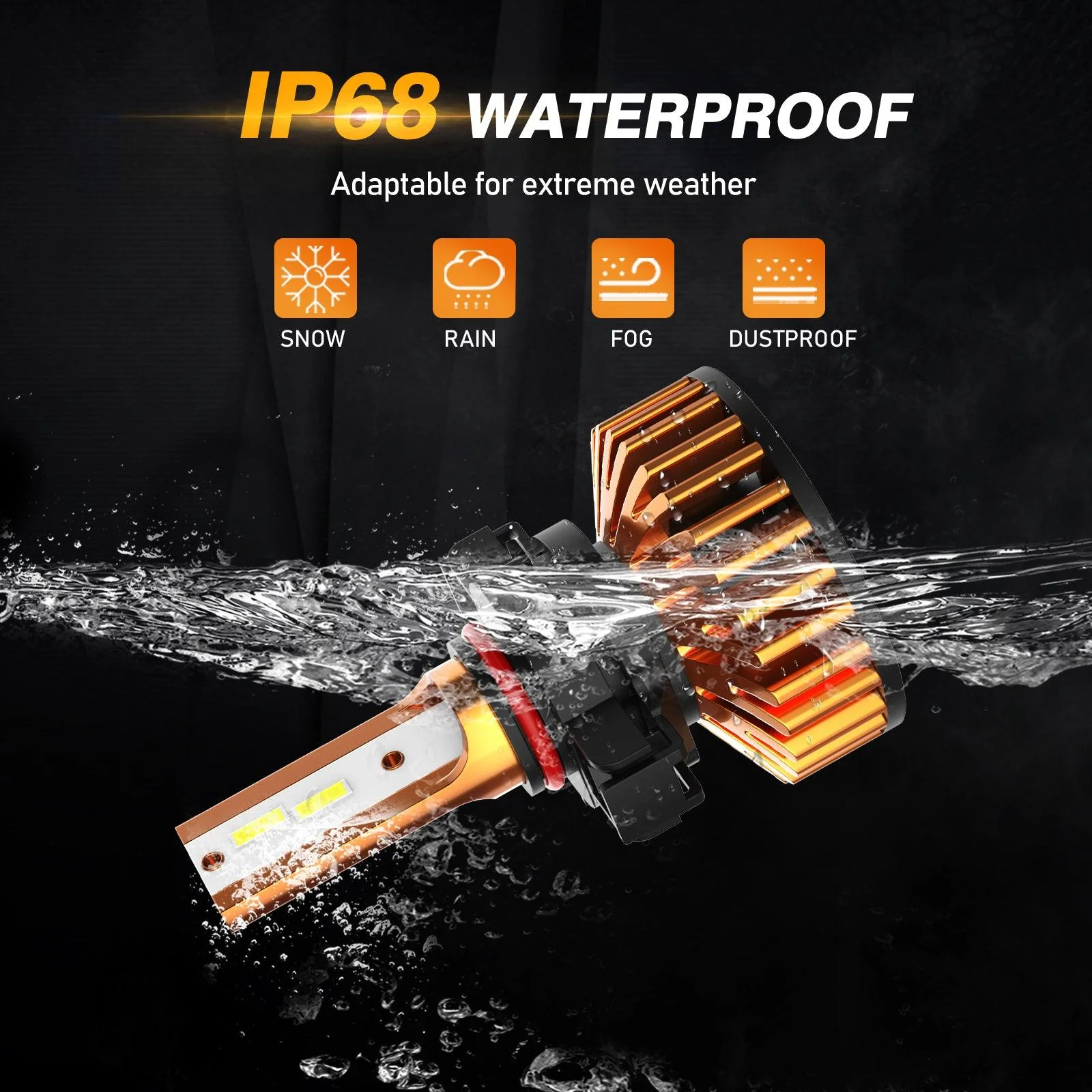 5202 LED Headlight Bulbs 52W 10000LM F2 Series Mini Size 6500K Cool White |  2 Bulbs - Image 7