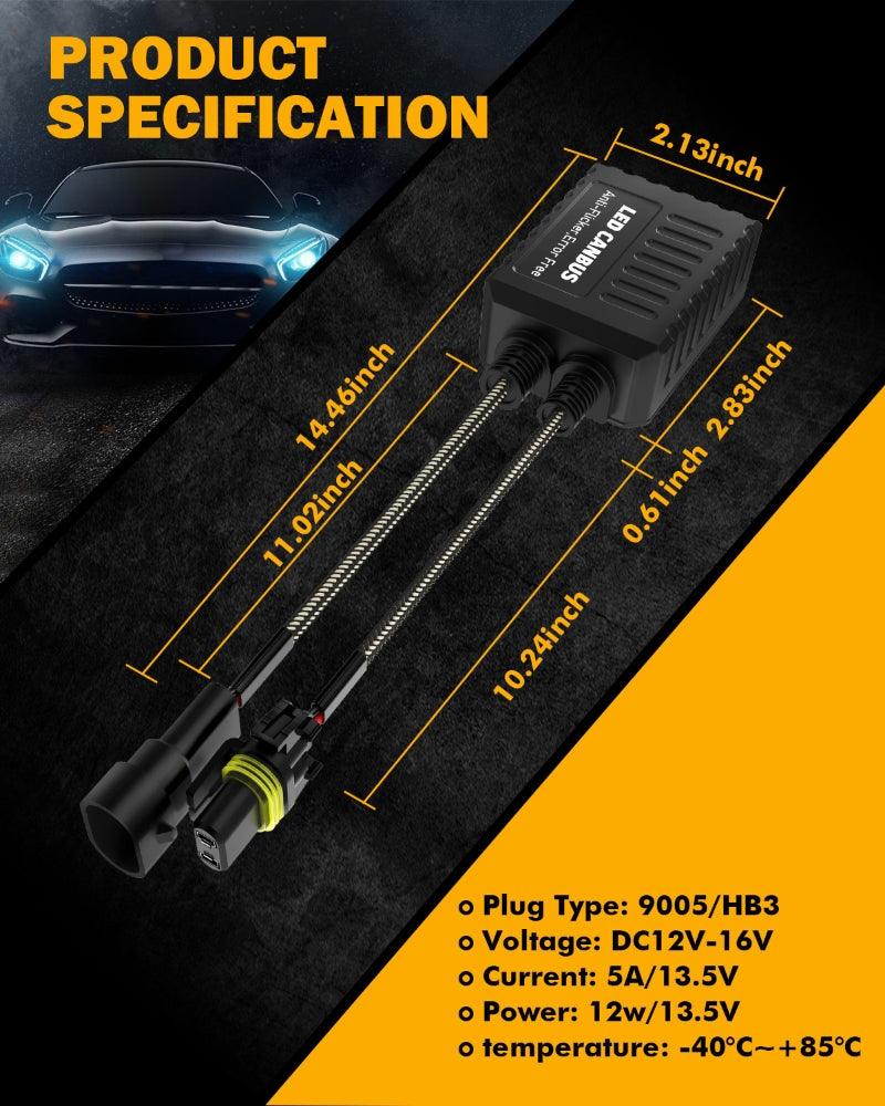 9012/HIR2 C20-Model Decoder-Pro Enhanced LED Headlight Bulbs Canbus Decoder Harness Resistor Conversion Kit 2pcs/Set - Image 5