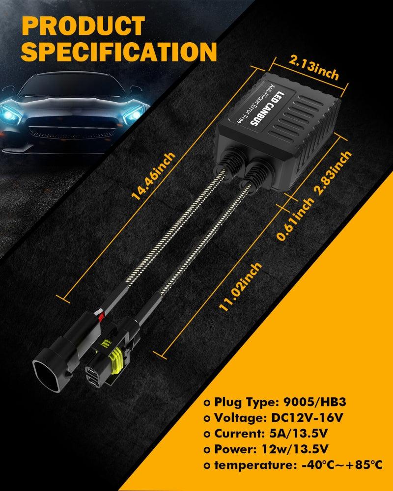 H11/H9/H8 C20-Model Decoder-Pro Enhanced Led Headlight Bulbs Canbus Decoder Harness Resistor Conversion Kit 2pcs/set - Image 4