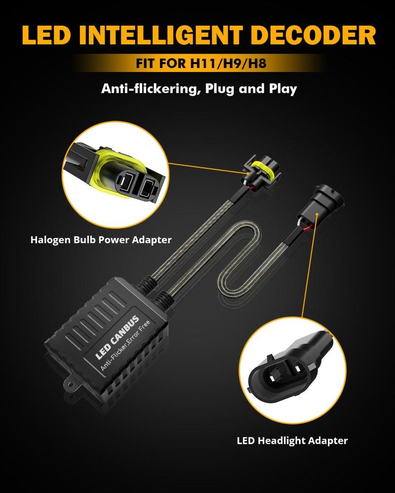 H11/H9/H8 C20-Model Decoder-Pro Enhanced Led Headlight Bulbs Canbus Decoder Harness Resistor Conversion Kit 2pcs/set - Image 5