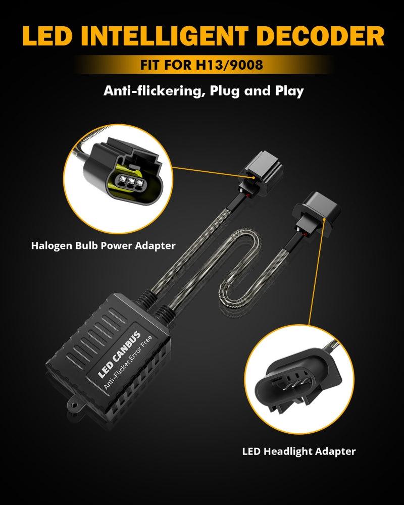 H13/9008 C20-Model Decoder-Pro Enhanced Led Headlight Bulbs Canbus Decoder Harness Resistor Conversion Kit 2pcs/set - Image 4