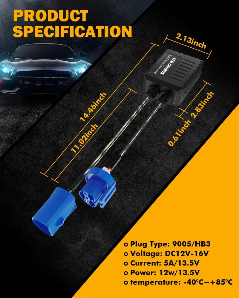 9007 C20-Model Decoder-Pro Enhanced Led Headlight Bulbs Canbus Decoder Harness Resistor Conversion Kit 2pcs/set - Image 3