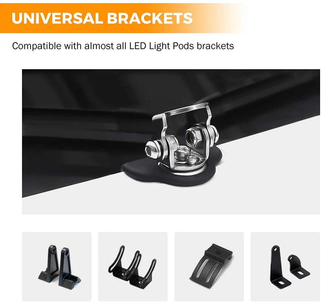 4" Classic-SM Series Spot Beam LED Pods Light + Universal LED Working Lights Mounting Brackets - Image 5
