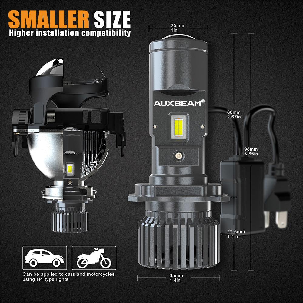 H4 LED Headlight Bulbs 110W 10000LM Mini Bi-LED Projector Lens Headlight 6000K Cool White | 2 Bulbs - Image 8