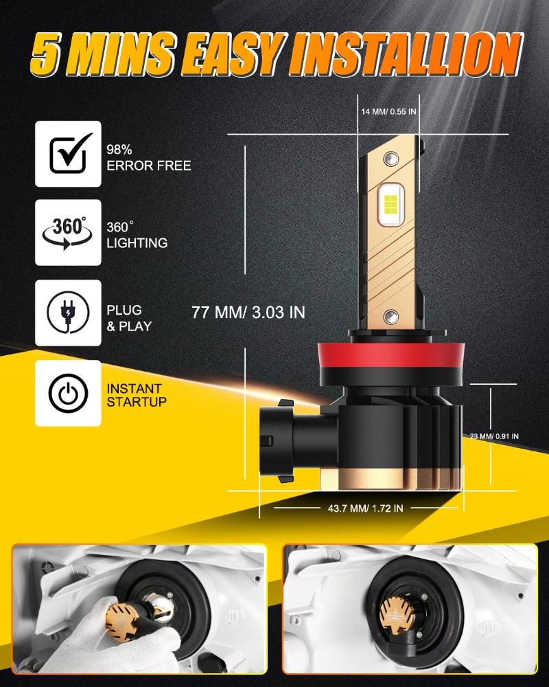 (2pcs/set) H11/H8/H9 8000LM Cool White/Yellow Z3 LED Fog Light/DRL BULBS 44W - Image 3