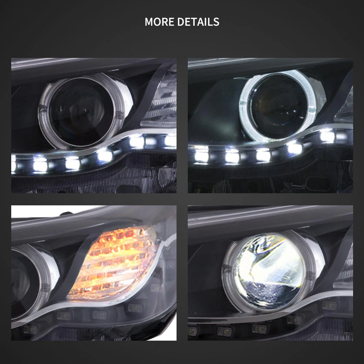 LED Headlight Assembly Dual Beam Projector Black For 2009-2013 Toyota Reiz/Mark X 2th Gen (GRX130) Pre-Facelift - Image 5