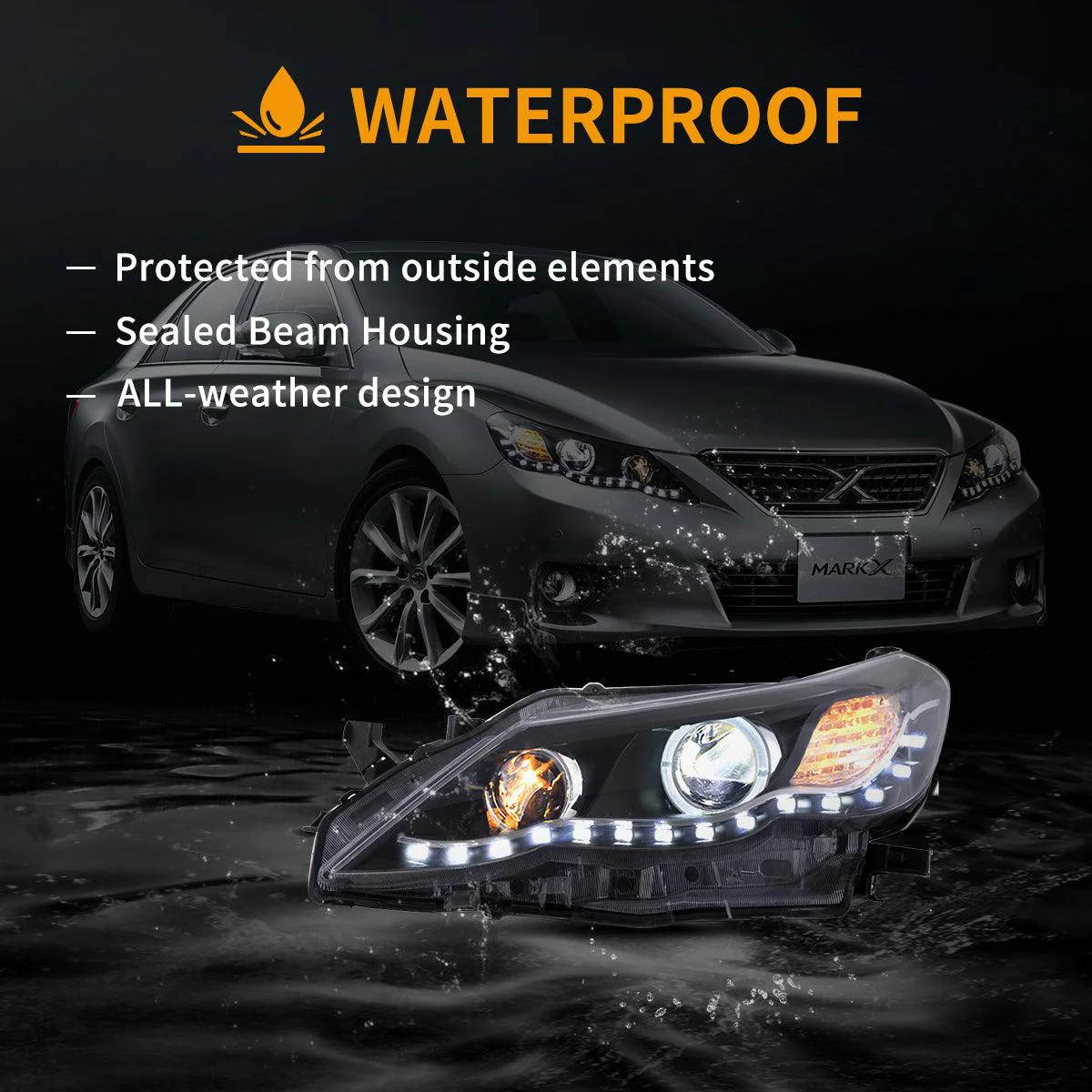 LED Headlight Assembly Dual Beam Projector Black For 2009-2013 Toyota Reiz/Mark X 2th Gen (GRX130) Pre-Facelift - Image 8