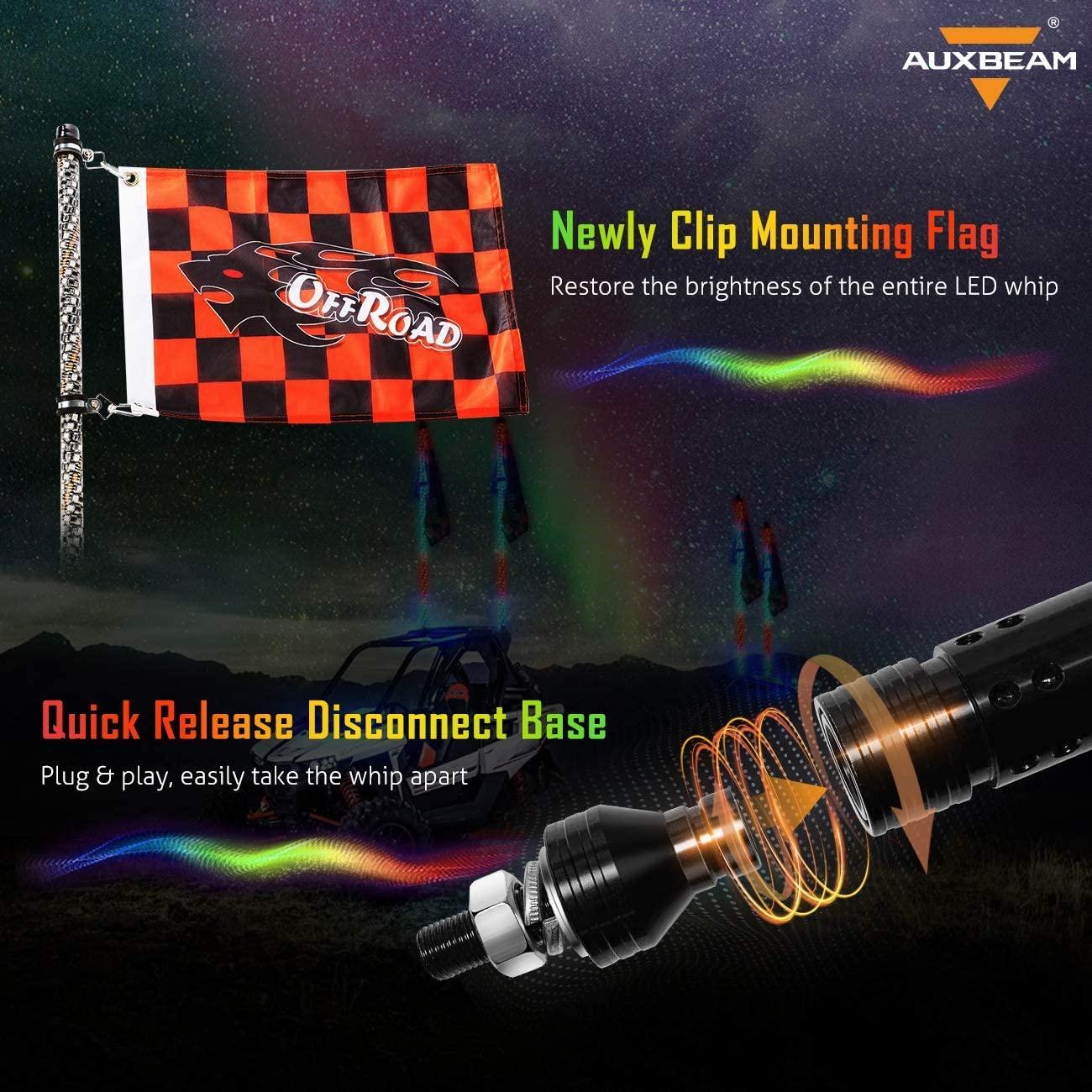 3FT/4FT LED RGB Whip Lights with Bluetooth/ Remote Controlled + Whip Light Mounting Brackets for UTV, ATV, Off-road Vehicle - Image 6