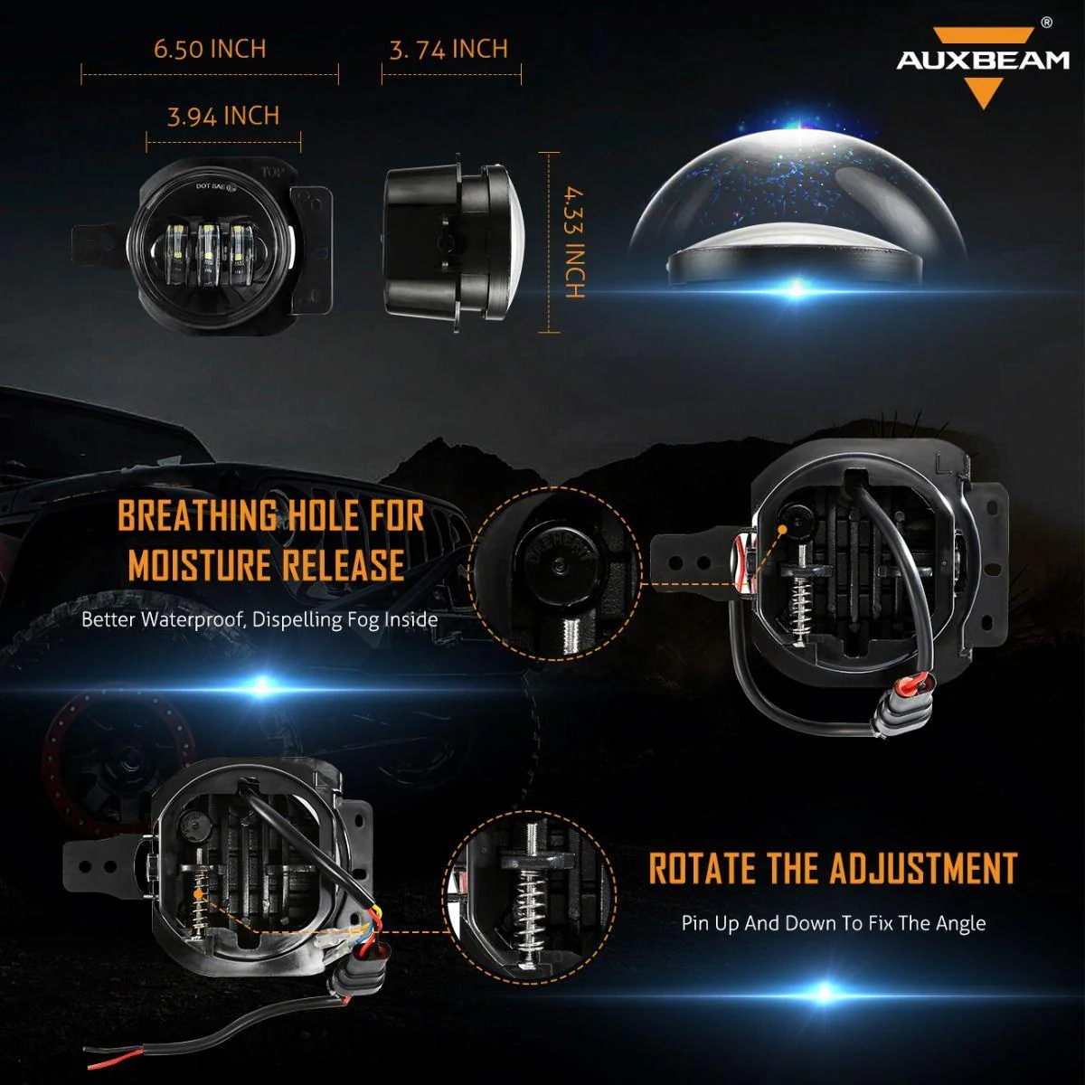 (2pcs/set) 4 Inch Round LED Fog Lamps with 2 Brackets for 2018 2019 2020 Jeep Wrangler JL JLU Jeep Gladiator JT - Image 3