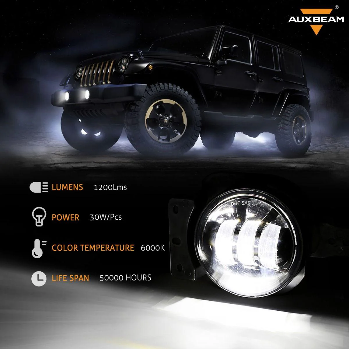 (2pcs/set) 4 Inch Round LED Fog Lamps with 2 Brackets for 2018 2019 2020 Jeep Wrangler JL JLU Jeep Gladiator JT - Image 4