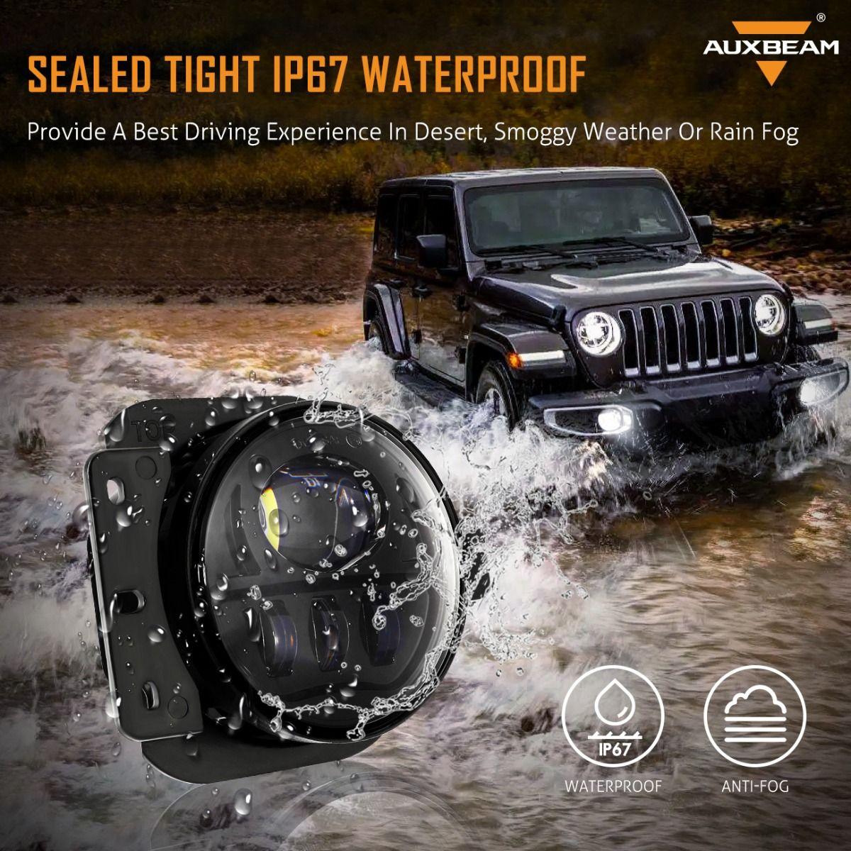 (2pcs/set) 30W 4 Inch LED Fog Lights with Adapter Ring & 2 Brackets for Jeep Wrangler JL JLU 2018 2019 2020 2021, Jeep Gladiator JT 2019 2020 2021 - Image 5